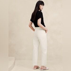 NWT! Banana Republic Ivory Seahaven Straight Italian Cotton Linen Pant 6 Long 🤎